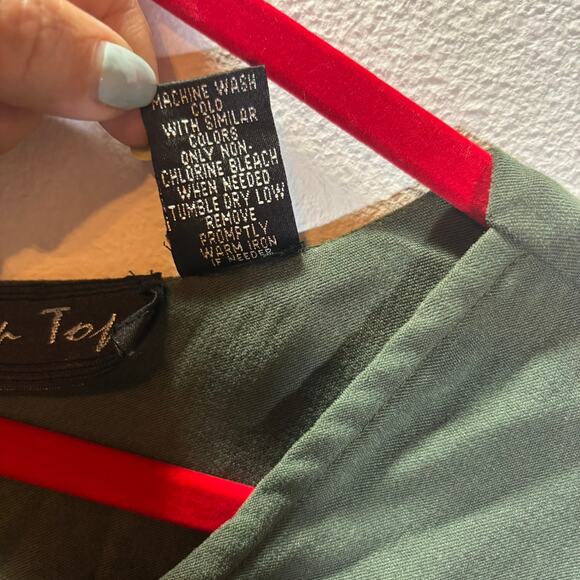 Vtg Tip Top Sz 2X Dress Green Faux Suede Sleeveless Embroidered Boho Cottagecore - Picture 3 of 7